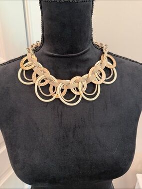 Anthropologie Gold Multi-Ring Braided Statement Necklace